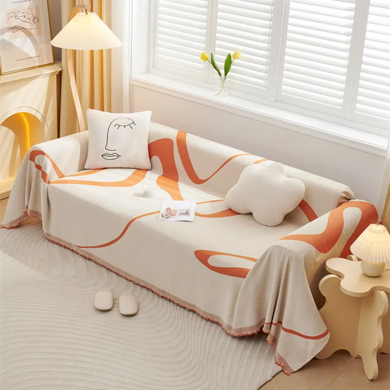 Maylee Geometric Curve Sofa Couch Cover Blanket