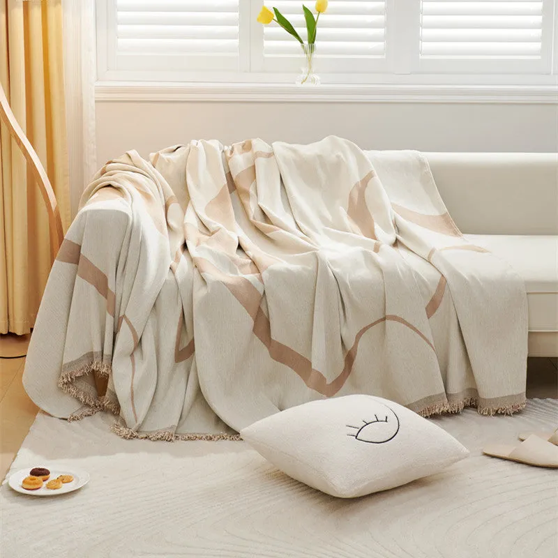 Maylee Geometric Curve Sofa Couch Cover Blanket