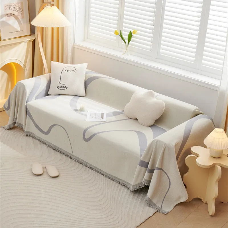 Maylee Geometric Curve Sofa Couch Cover Blanket