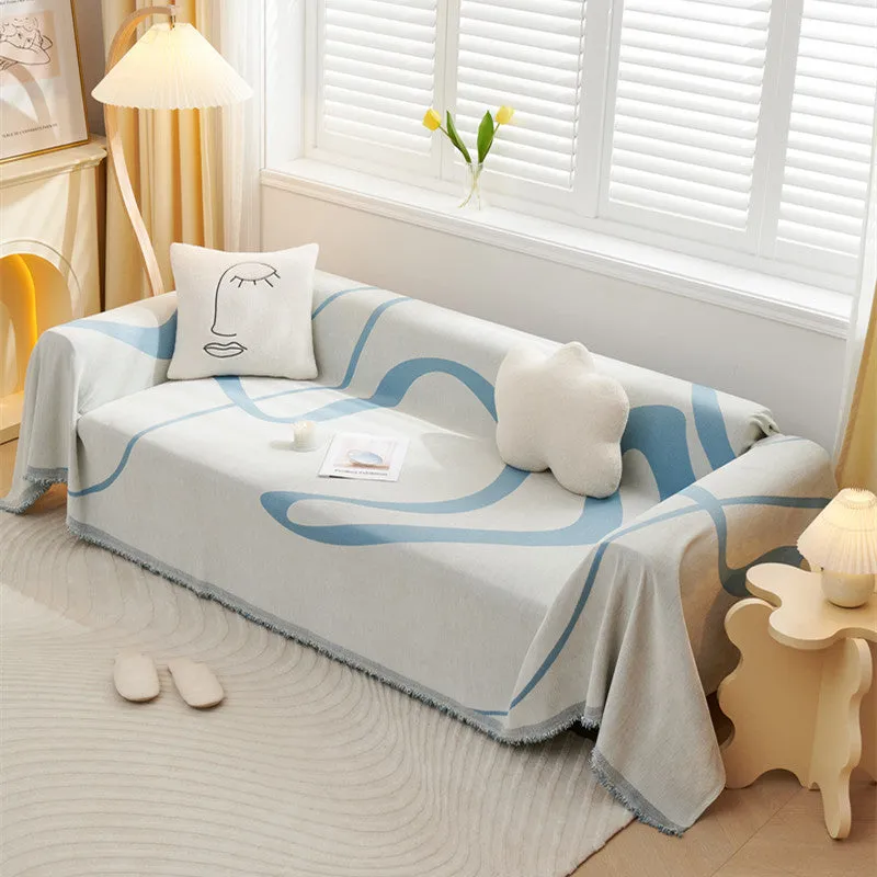 Maylee Geometric Curve Sofa Couch Cover Blanket