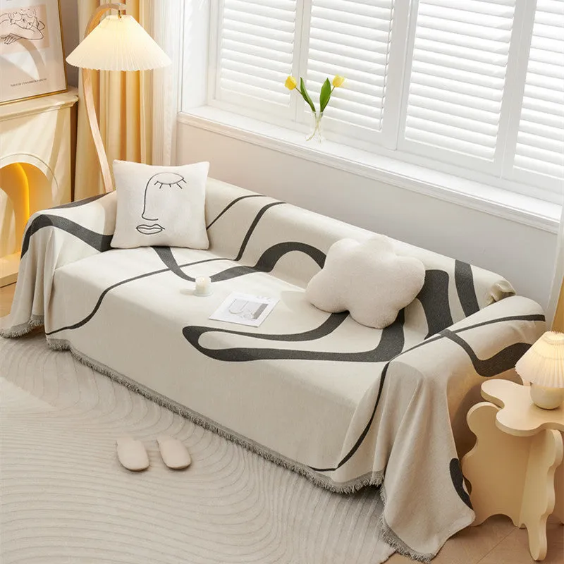 Maylee Geometric Curve Sofa Couch Cover Blanket