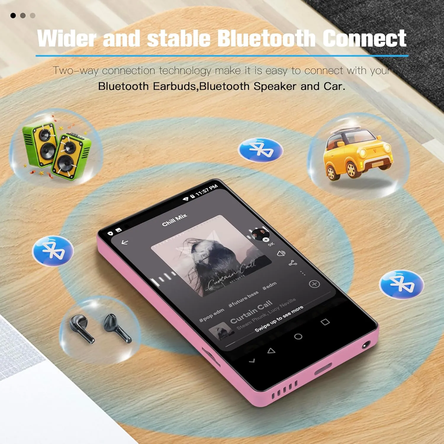 MP3 Player with Bluetooth and WiFi,MP3 MP4 Player for Kids with Spotify, YouTube, Audible, 4.0" HD Touch Screen Android Music Player with Parental Controls, 2000mAh