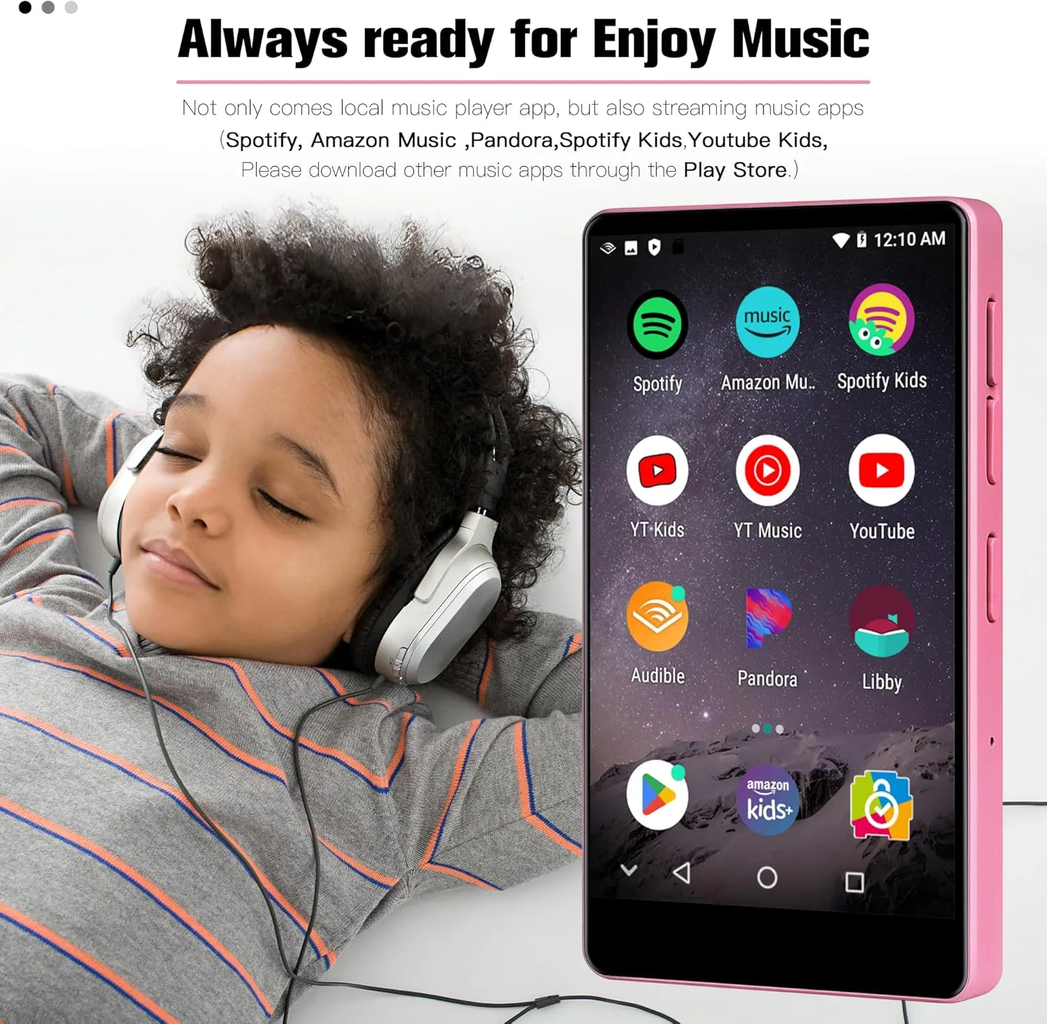 MP3 Player with Bluetooth and WiFi,MP3 MP4 Player for Kids with Spotify, YouTube, Audible, 4.0" HD Touch Screen Android Music Player with Parental Controls, 2000mAh