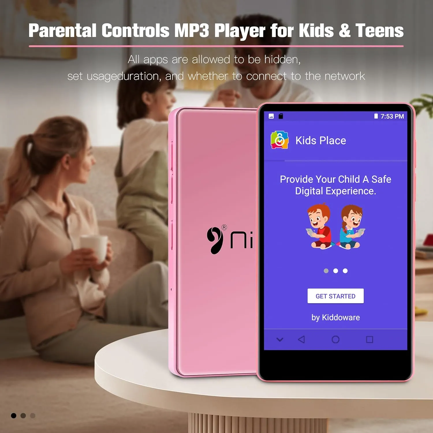 MP3 Player with Bluetooth and WiFi,MP3 MP4 Player for Kids with Spotify, YouTube, Audible, 4.0" HD Touch Screen Android Music Player with Parental Controls, 2000mAh