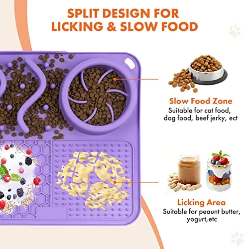 NPET 2 in 1 Slow Feeder For Dogs Bowls Dog Licking Mat