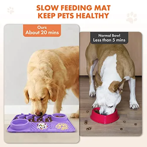 NPET 2 in 1 Slow Feeder For Dogs Bowls Dog Licking Mat