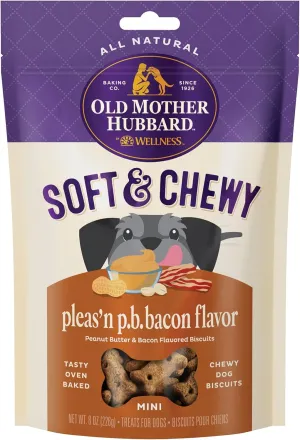 Old Mother Hubbard Wellness Soft & Chewy Pleas'n P.B. Bacon Dog Biscuits, Natural, Training Treats, Peanut Butter & Bacon Flavor, Mini Size, (8 Ounce Bag)