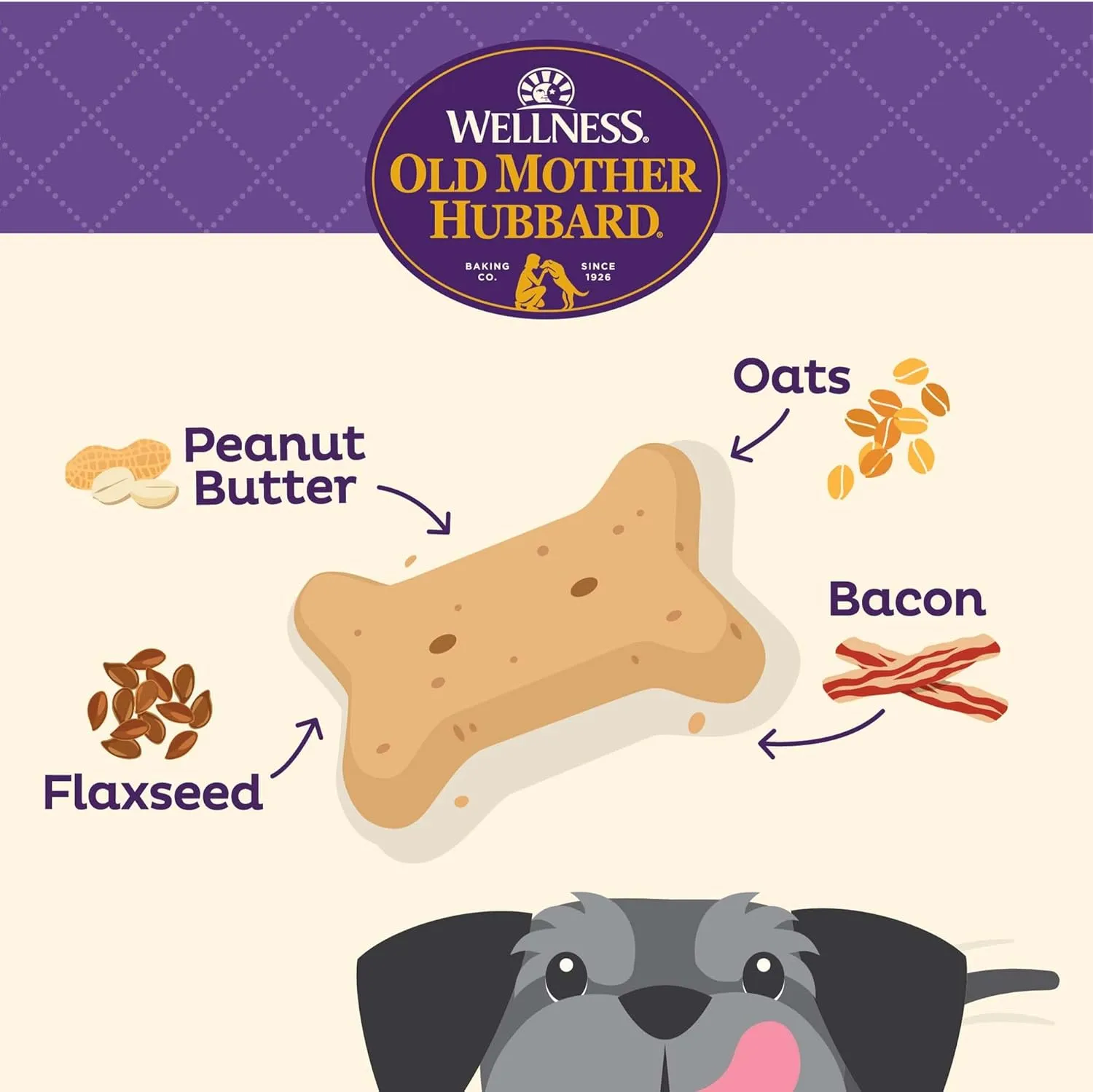 Old Mother Hubbard Wellness Soft & Chewy Pleas'n P.B. Bacon Dog Biscuits, Natural, Training Treats, Peanut Butter & Bacon Flavor, Mini Size, (8 Ounce Bag)