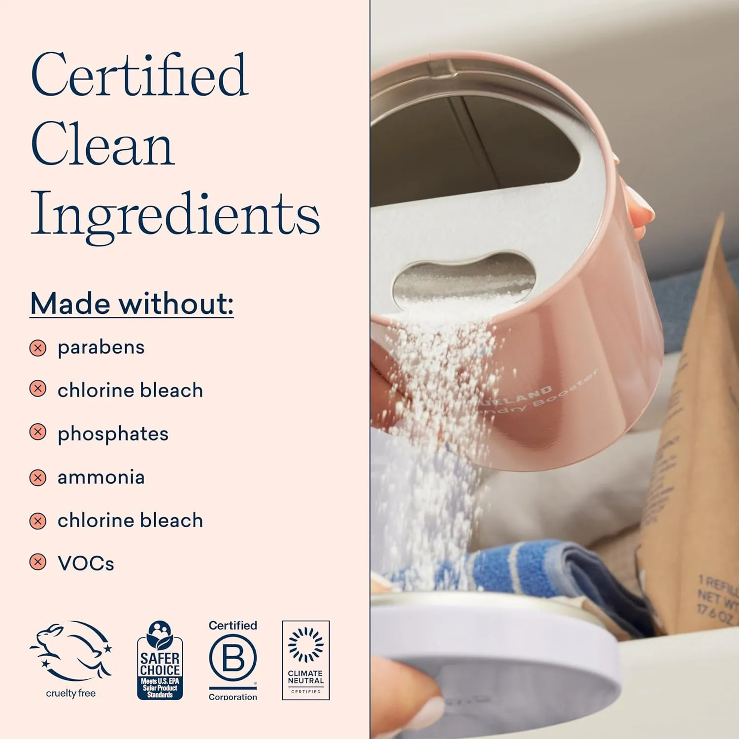 Oxi Laundry Booster Powder Starter Set - Plastic-Free & Eco Friendly Oxy Cleaner - Plant Based Stain Remover - Clear Skies Scented - 17.6Oz, 25 Loads