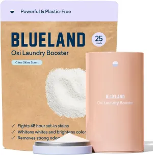 Oxi Laundry Booster Powder Starter Set - Plastic-Free & Eco Friendly Oxy Cleaner - Plant Based Stain Remover - Clear Skies Scented - 17.6Oz, 25 Loads