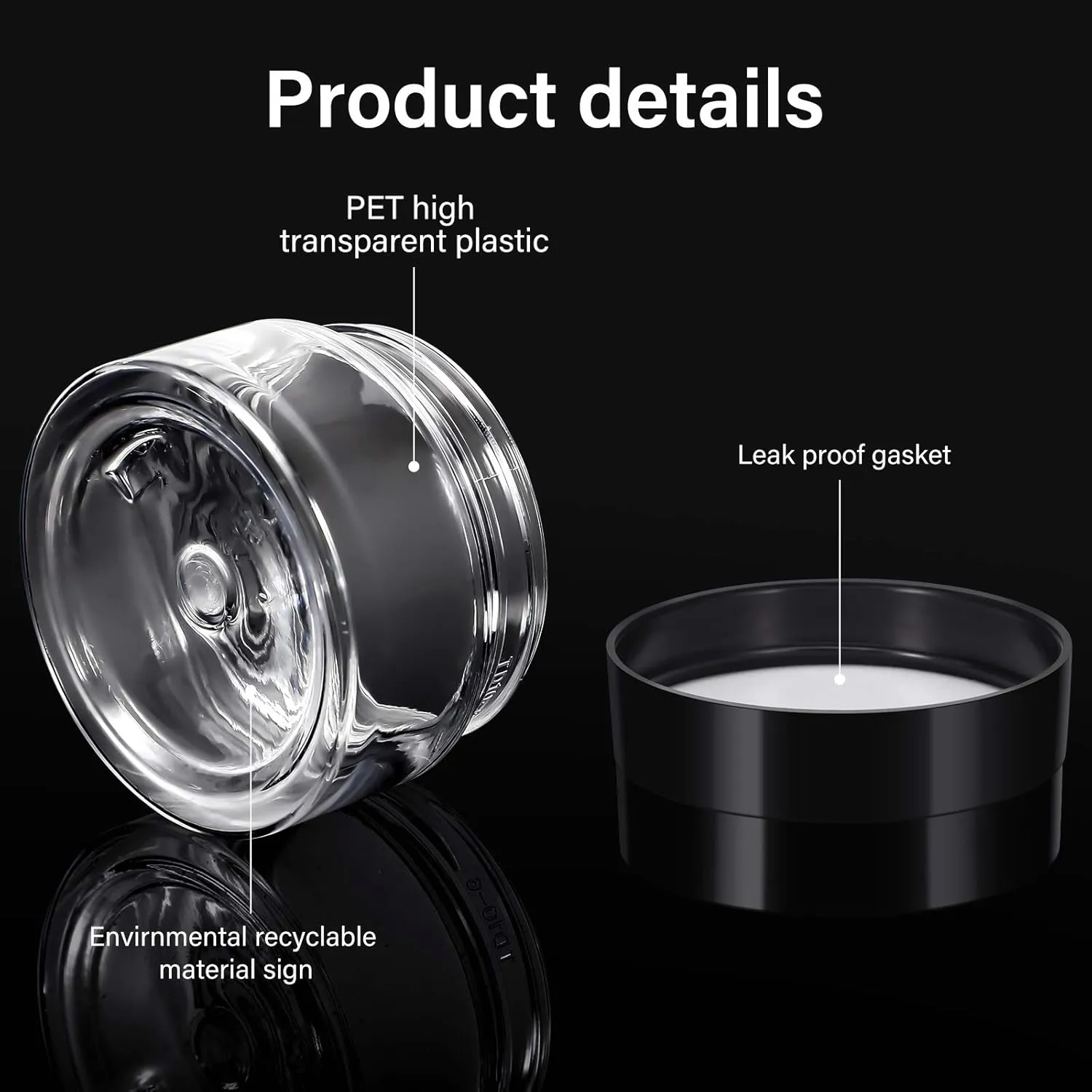 Patelai 4 Pieces Round Wide-mouth Leak Proof Plastic Container Jars with Lids for Travel Storage Makeup Beauty Products Face Creams Oils Salves Ointments DIY Making(4 Ounce,Black)