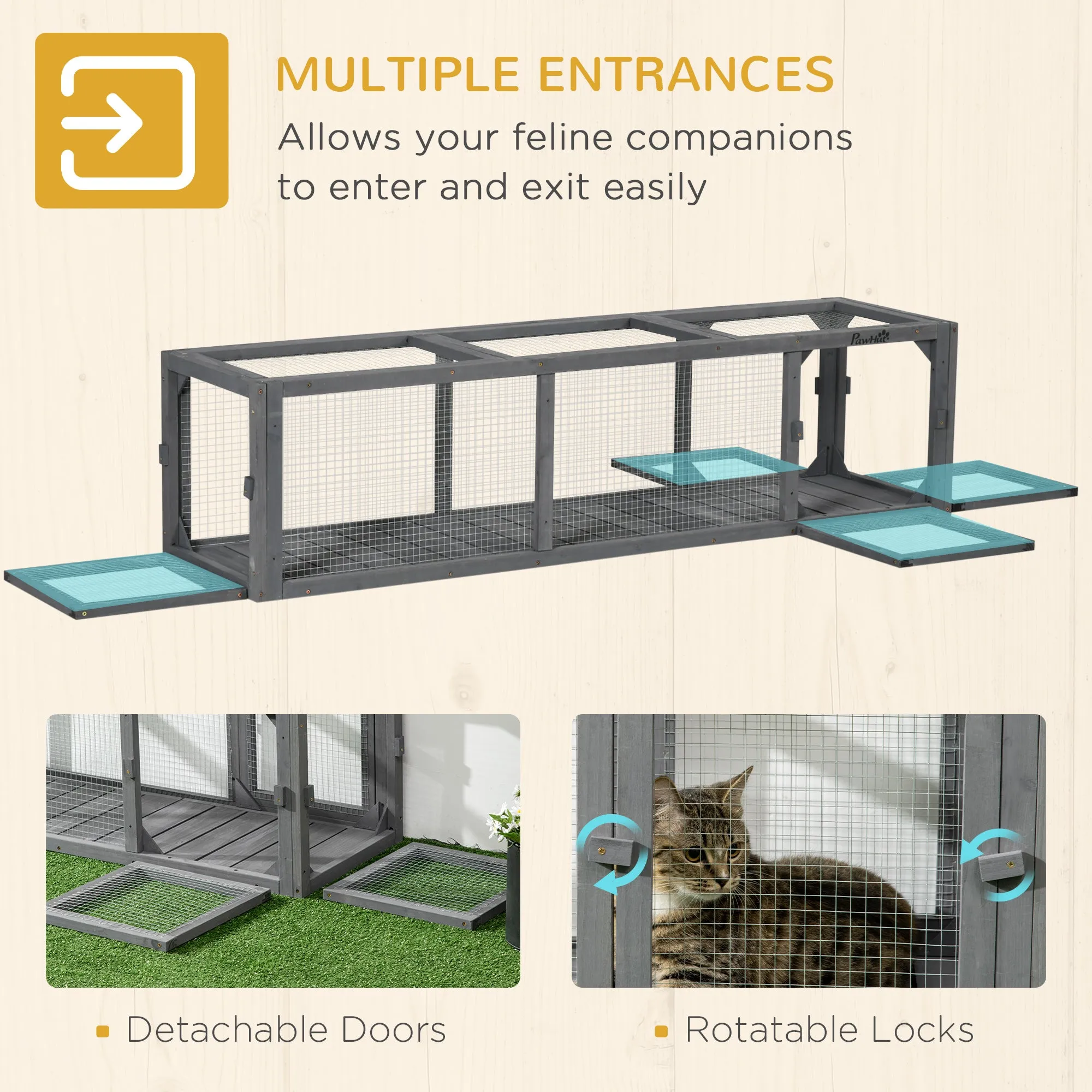 PawHut 150cm Large Cat Tunnel w/ Multiple Entrances