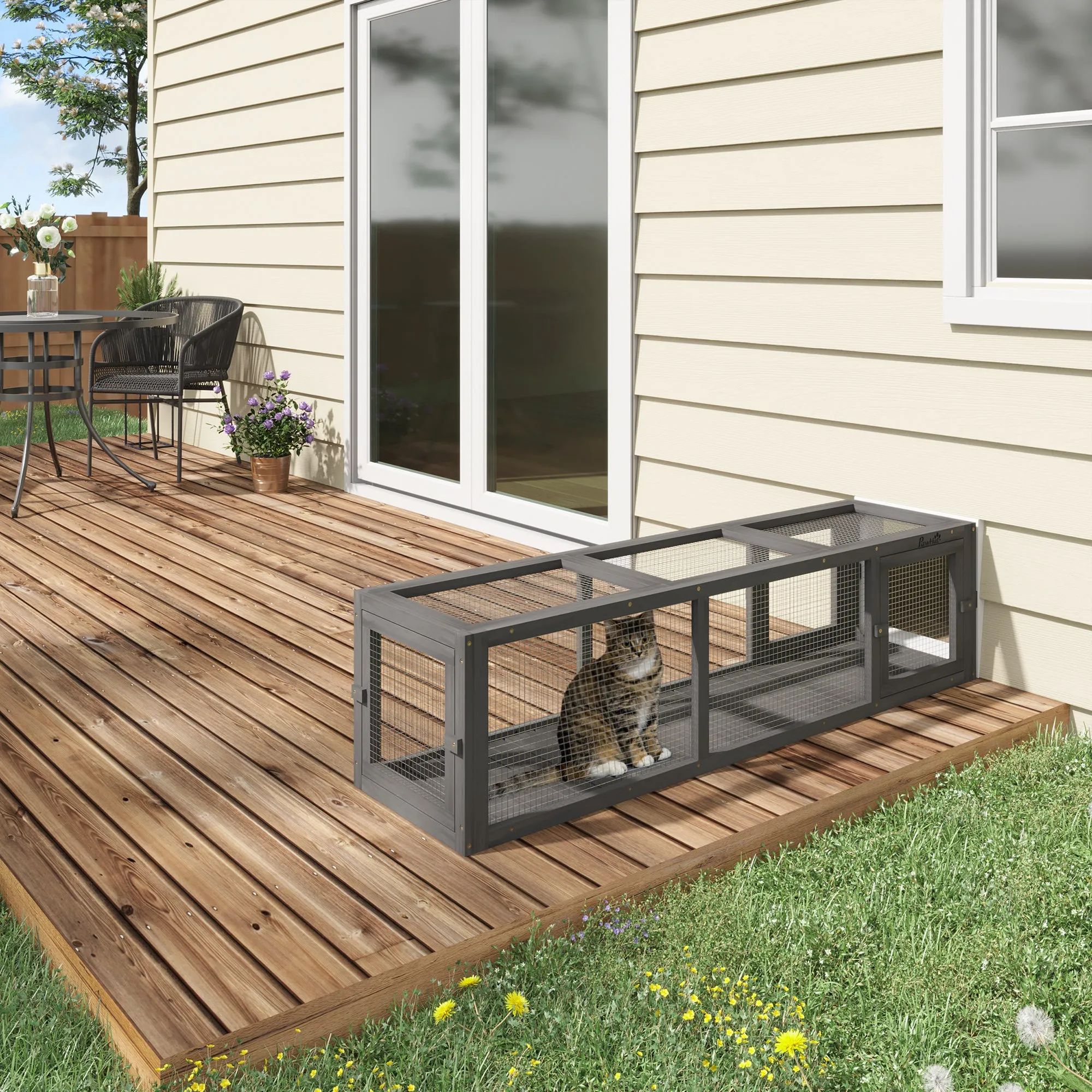 PawHut 150cm Large Cat Tunnel w/ Multiple Entrances