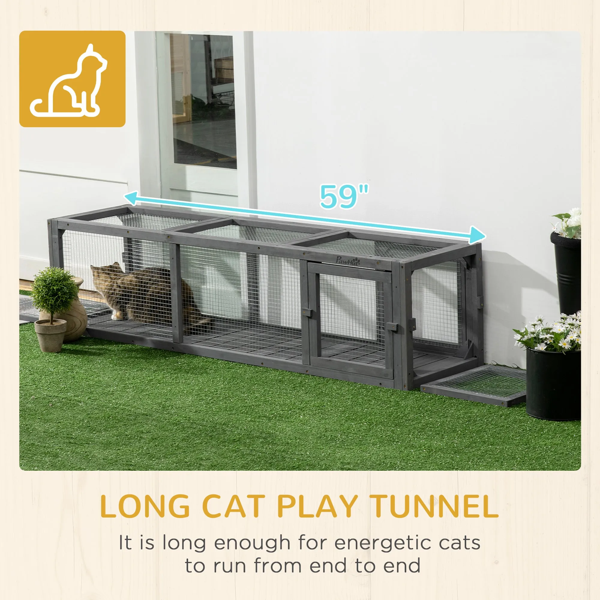 PawHut 150cm Large Cat Tunnel w/ Multiple Entrances