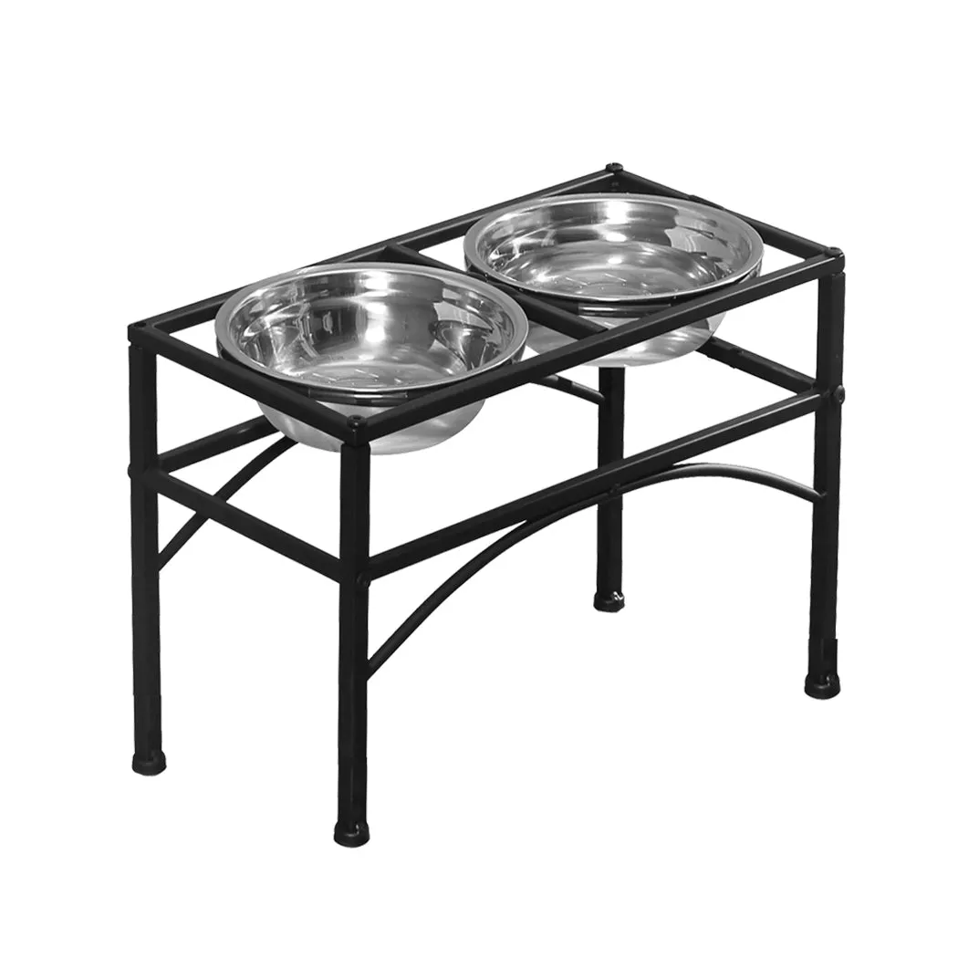 Pet Feeder Bowl Dual Elevated Raised Dog Puppy Stainless Steel Food Water Stand