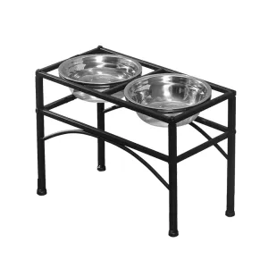 Pet Feeder Bowl Dual Elevated Raised Dog Puppy Stainless Steel Food Water Stand