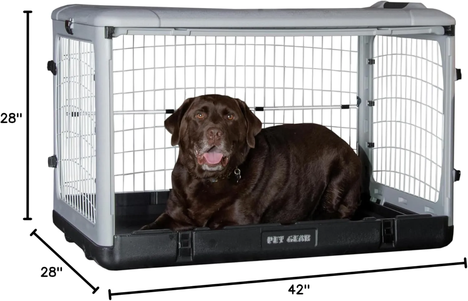 Pet Gear The Other Door 4 Door Steel Crate for Dogs/Cats with Removable Tray, Essential Grey, 42 Inch