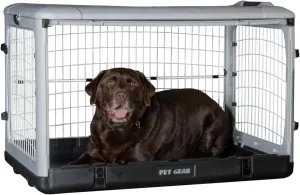 Pet Gear The Other Door 4 Door Steel Crate for Dogs/Cats with Removable Tray, Essential Grey, 42 Inch