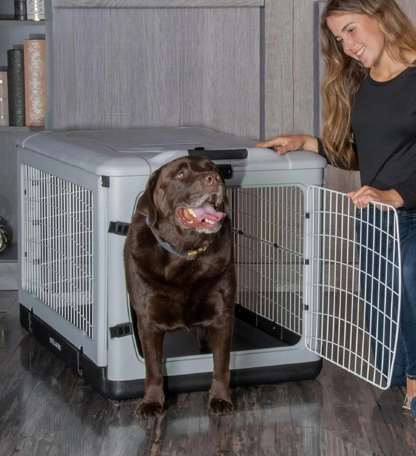 Pet Gear The Other Door 4 Door Steel Crate for Dogs/Cats with Removable Tray, Essential Grey, 42 Inch