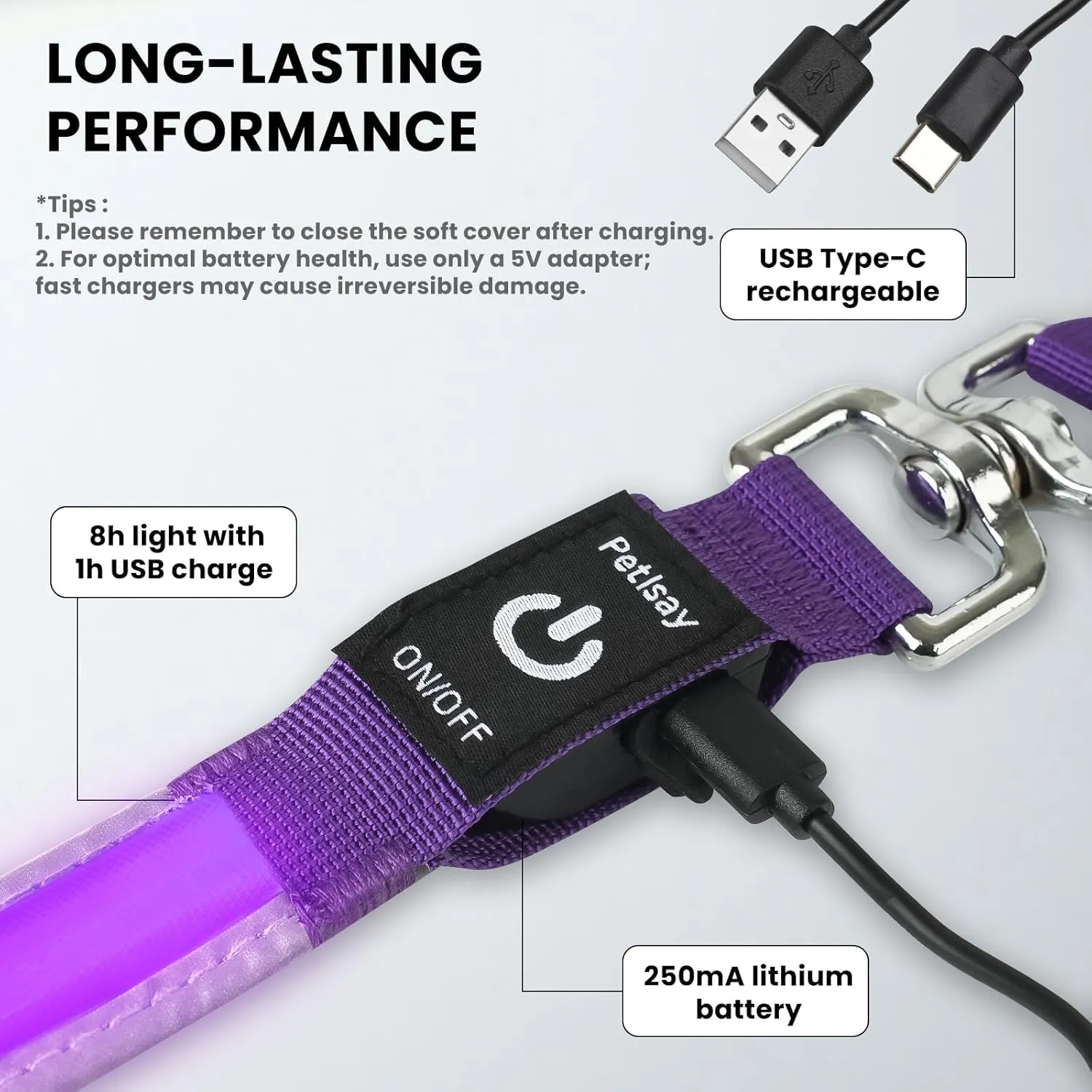 PetIsay LED Dog Leash - Rechargeable, Waterproof & Reflective, 6FT Tangle-Free for Night Walking(Green)