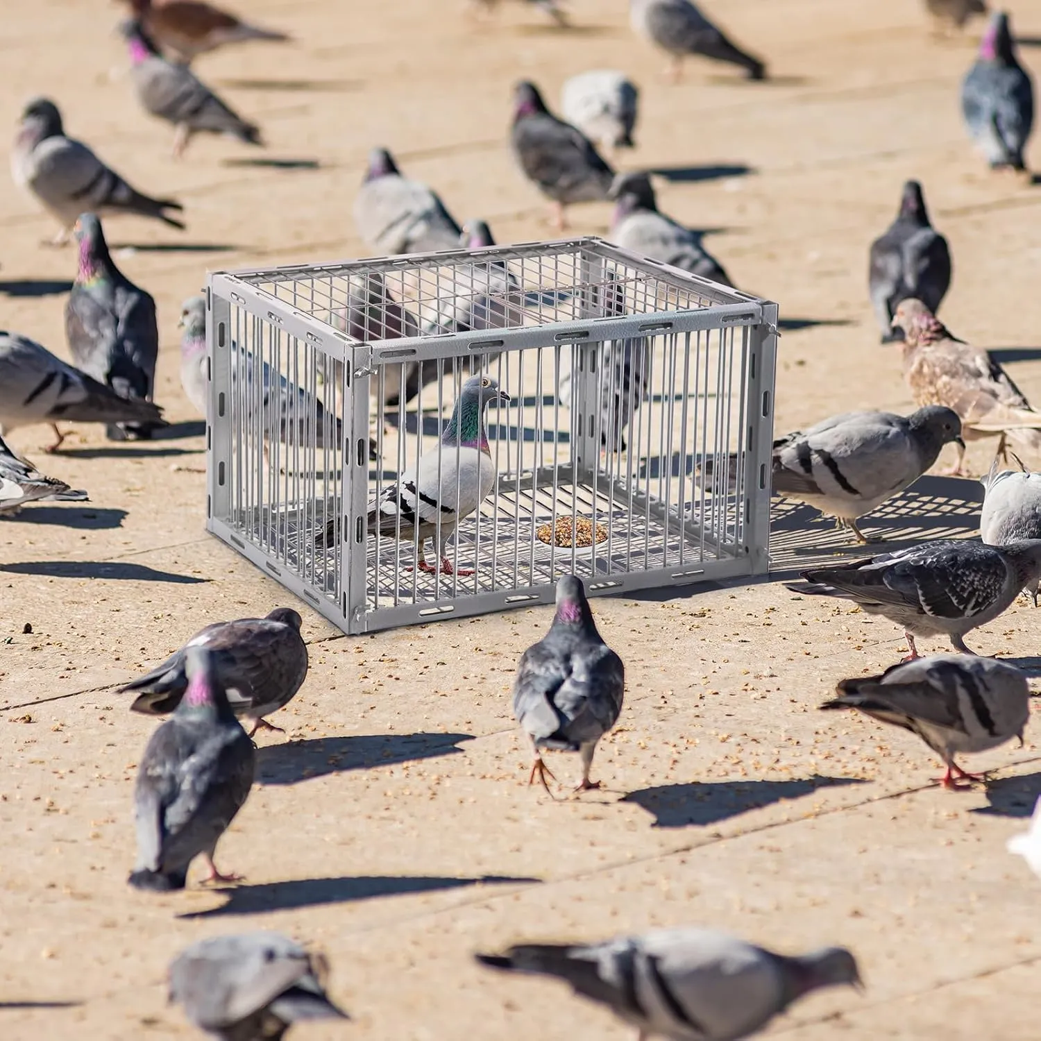 Pigeon Trap with Escape-Proof Design,Pigeon Cage with One-Way Entry,Ideal Pigeon Coop,Chicken and Bird Trap Cage,Portable & Easy Assembly,Unharmful Made of High-Strength Iron with Anti-Rust Paint