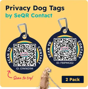 Privacy Dog Tag | Protect Personal Info & Pets with Custom QR Code Tags | 2 Pack, Navy, Round, Acrylic, No Subscription Fee