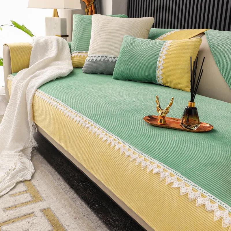 Quinn Velvet Color Blocking Couch Sofa Couch Cover