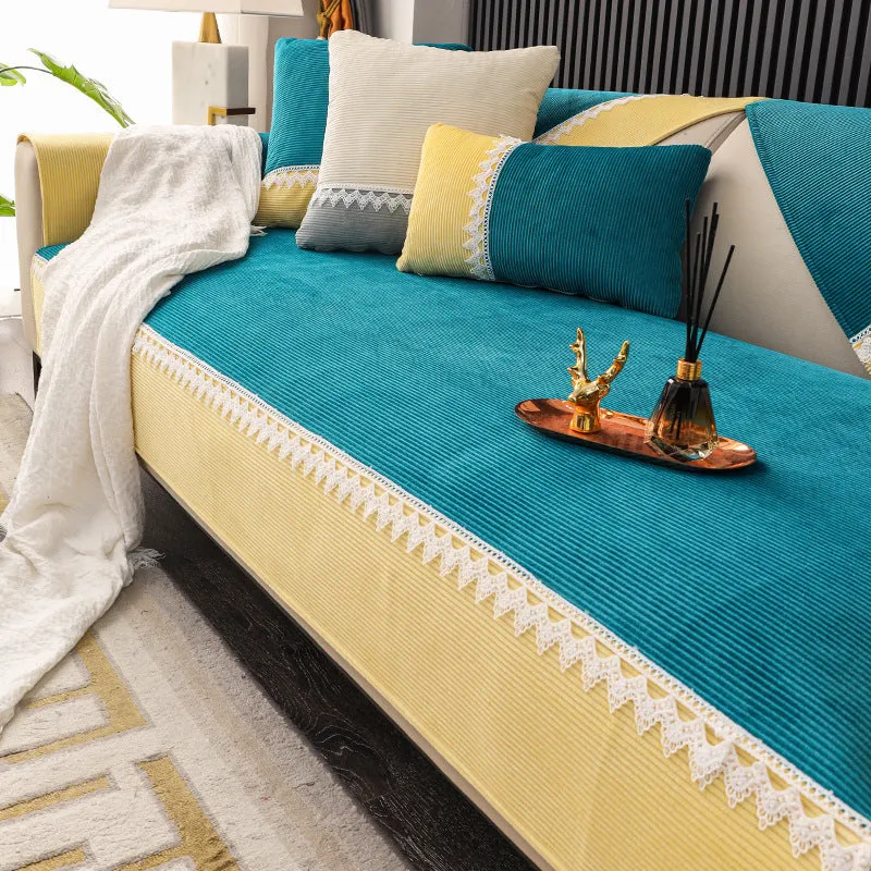 Quinn Velvet Color Blocking Couch Sofa Couch Cover