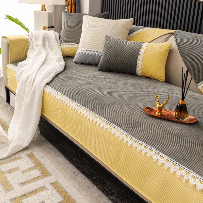 Quinn Velvet Color Blocking Couch Sofa Couch Cover
