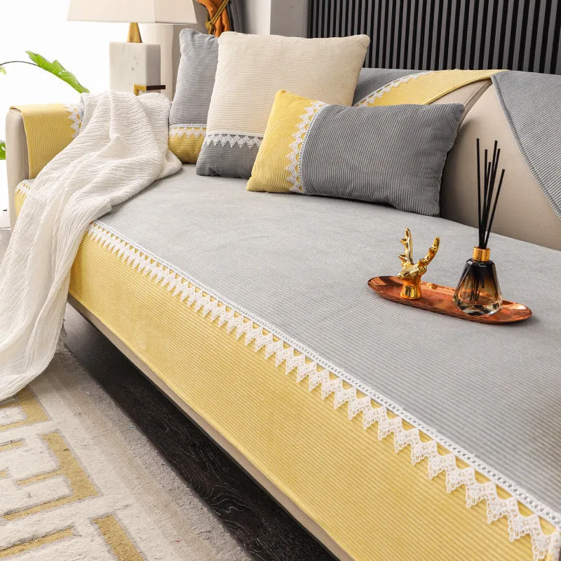 Quinn Velvet Color Blocking Couch Sofa Couch Cover