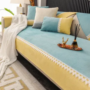 Quinn Velvet Color Blocking Couch Sofa Couch Cover