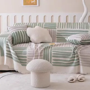 Regina Geometric Lines Chenille Sofa Cover
