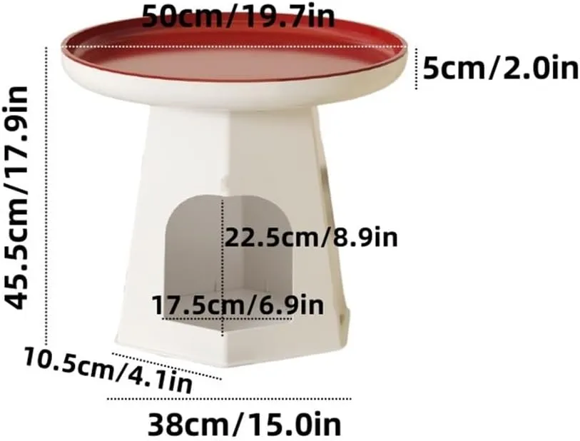 Round Cat Bed Coffee Table, Creative Side Table with Storage for Living Room or Bedroom, Nightstand, End Table and Bedside Table for Small Cats and Home Dcor(Beige)