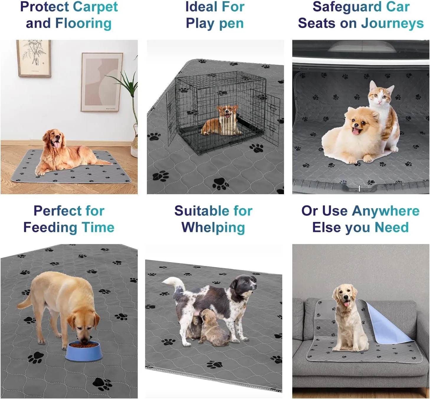 SincoPet Washable Pee Pads for Dogs   Free Puppy Grooming Gloves/Quilted, Fast Absorbing Machine Washable Dog Whelping Pad/Waterproof Puppy Training Pad/Housebreaking Absorption Pads