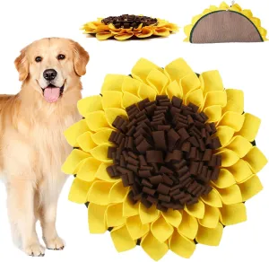 Snuffle Mat for Dogs, Pet Sniffing Pad for Slow Feeding, Puppy Cat Interactive Puzzle Toys for Smell Training, Indoor Foraging Mat for Stress Relief, Yellow (L)