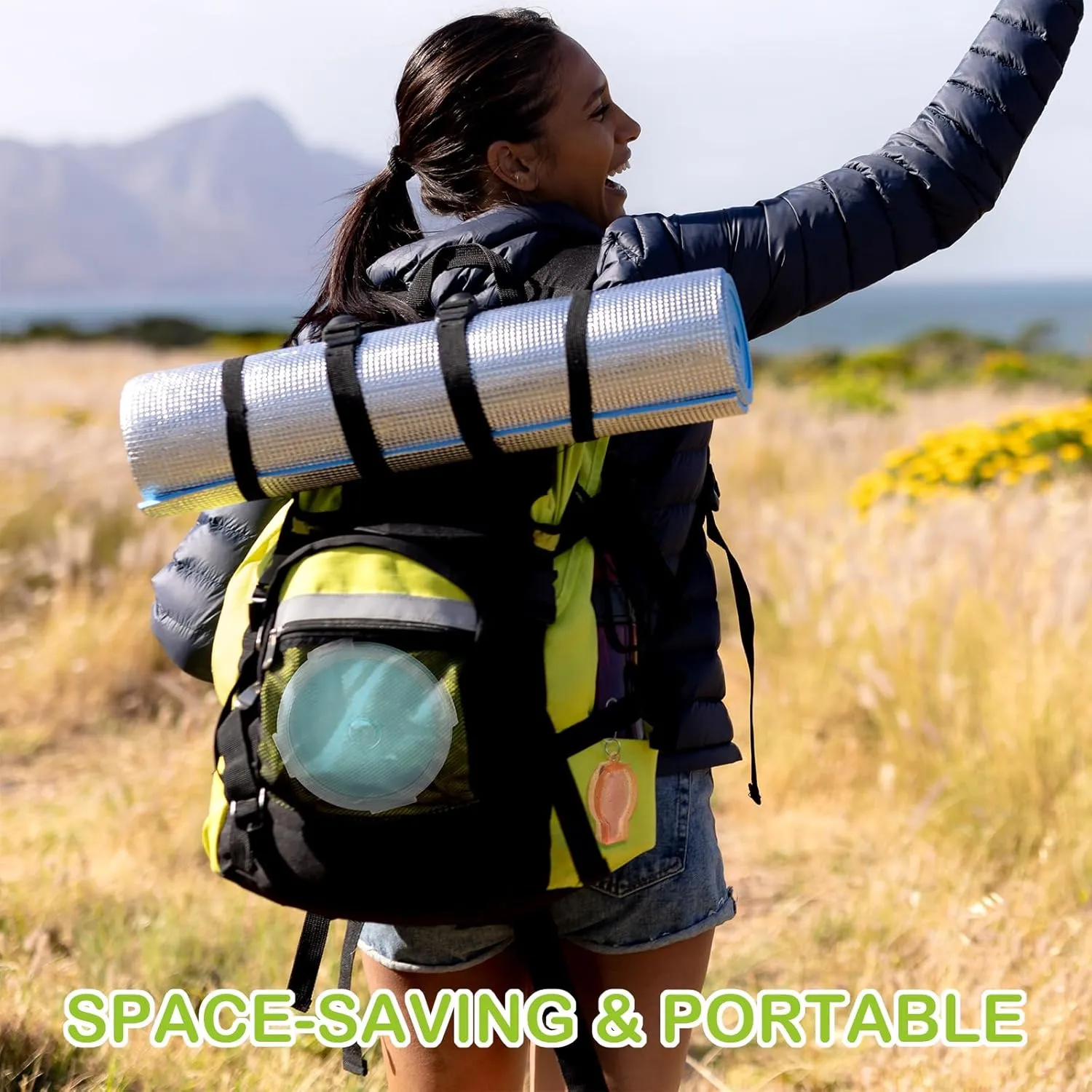 Suclain 4 Pcs Camping Bowl with Lid Collapsible Silicone Lunch Box Salad Bowl Expandable Food Storage Container Folding Travel Container for Hiking Camping(Red, Pink, Blue, Green,12, 17, 27, 41 oz)
