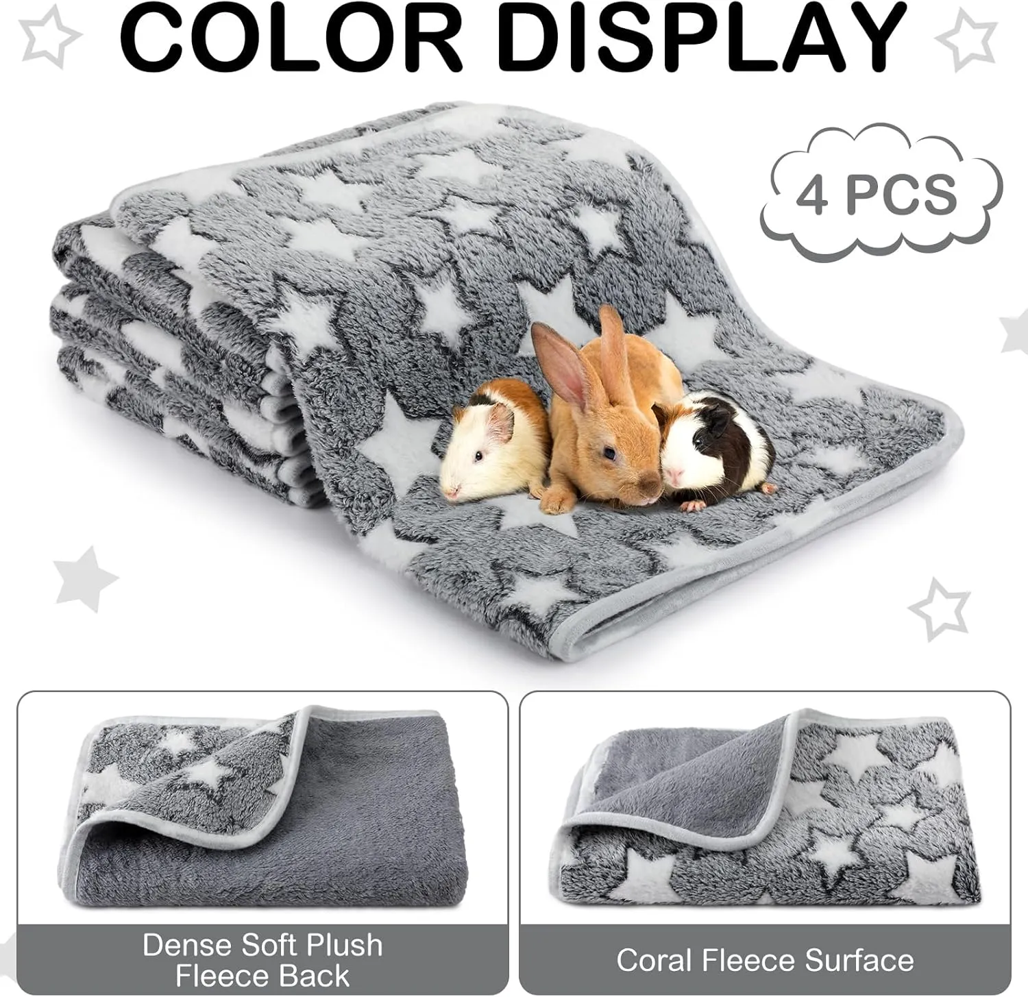 Tranqun 4 Pcs Waterproof Dog Puppies Cat Blankets Bed Mat Washable Crate Kennel Whelping Pads Reusable Pet Pee Pad Soft Reversible Pet Training Pads Sleep Floor Mat Guinea Pig Liner
