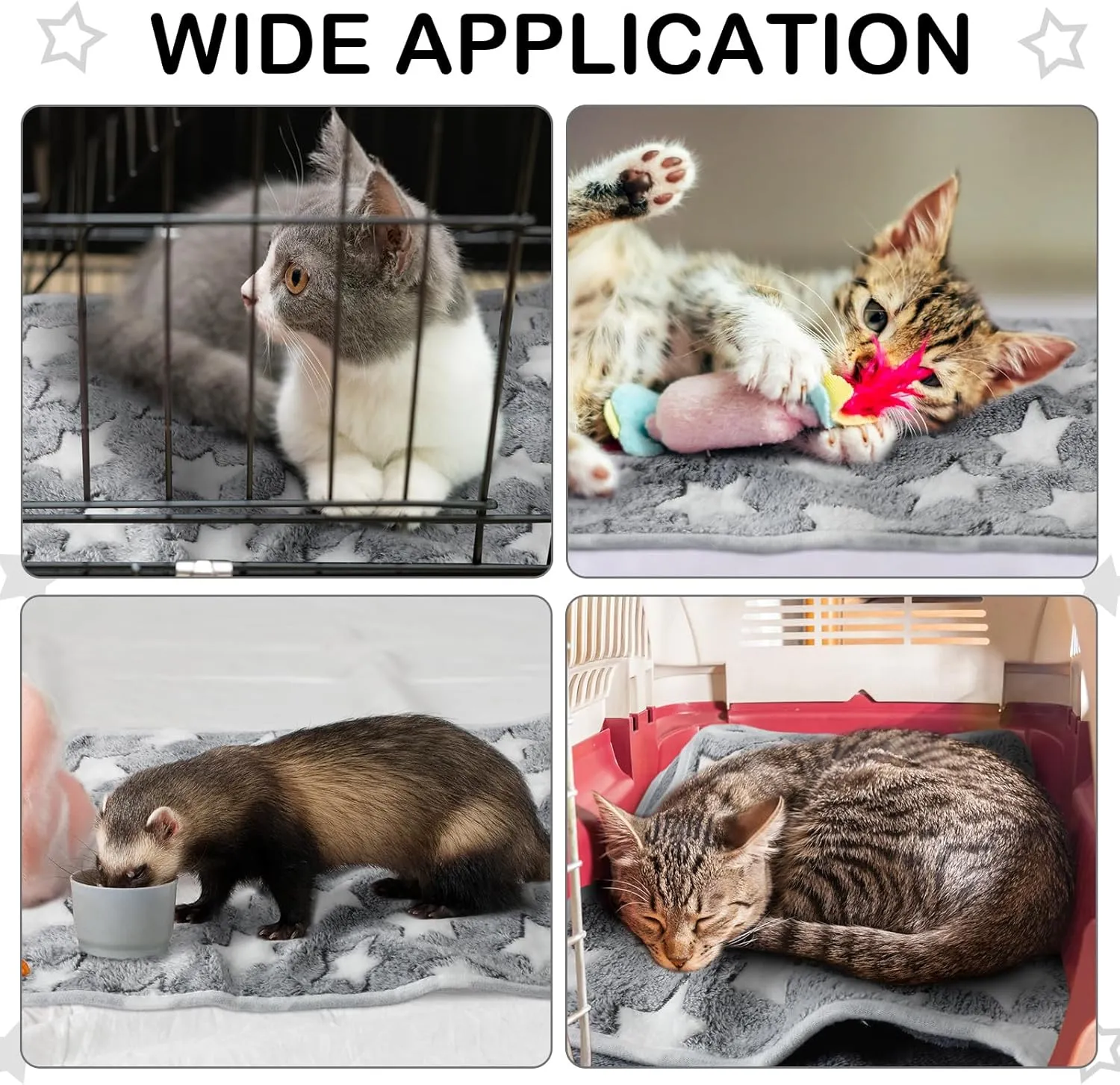 Tranqun 4 Pcs Waterproof Dog Puppies Cat Blankets Bed Mat Washable Crate Kennel Whelping Pads Reusable Pet Pee Pad Soft Reversible Pet Training Pads Sleep Floor Mat Guinea Pig Liner