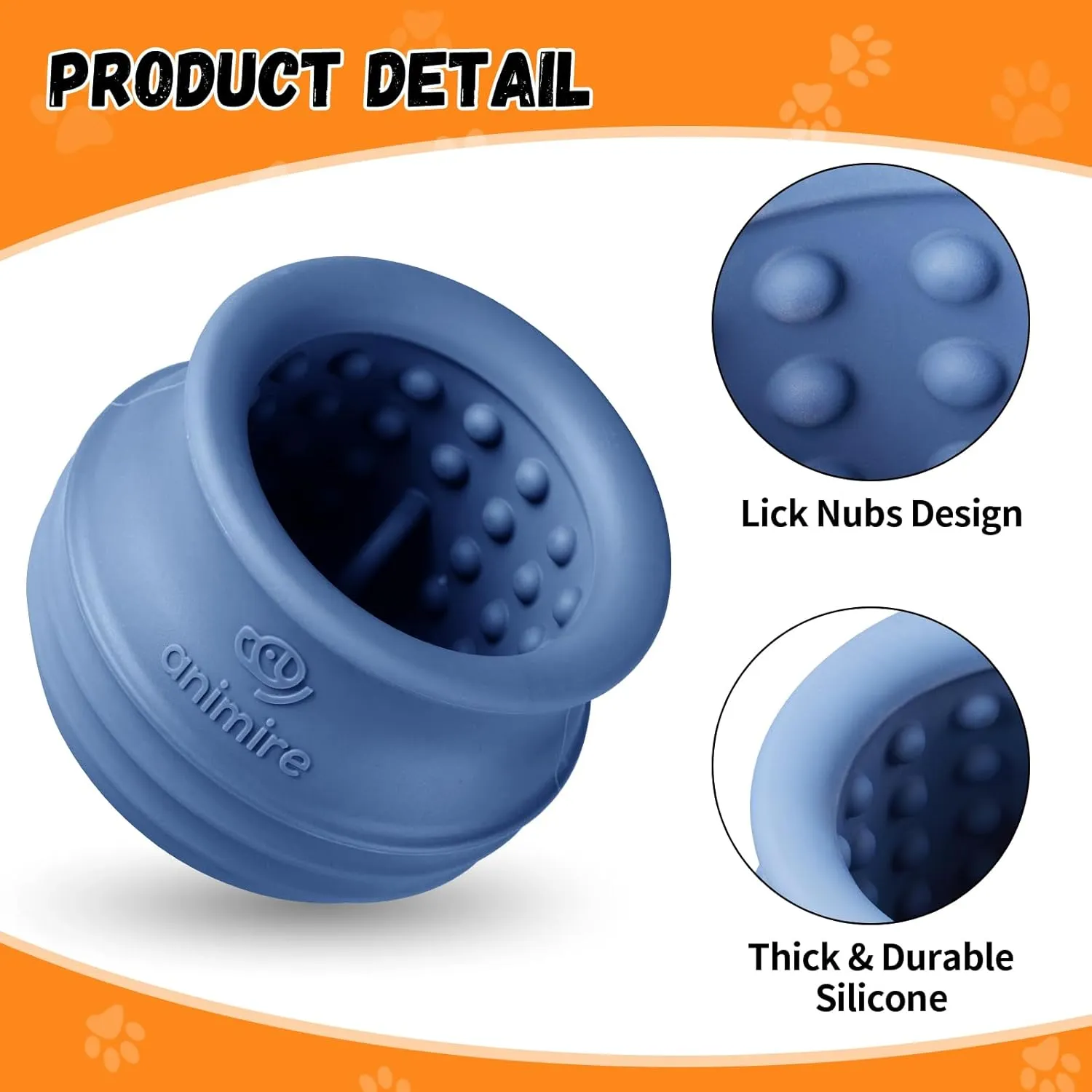 Treat Dispensing Dog Toy, Long-Lasting Interactive Puzzle Toys for Dogs, Stuffable Dog Enrichment Frozen Lick Treat Toy for Boredom, BPA Free Silicone Fetch Catch Chew Toy (Dark Blue,M)