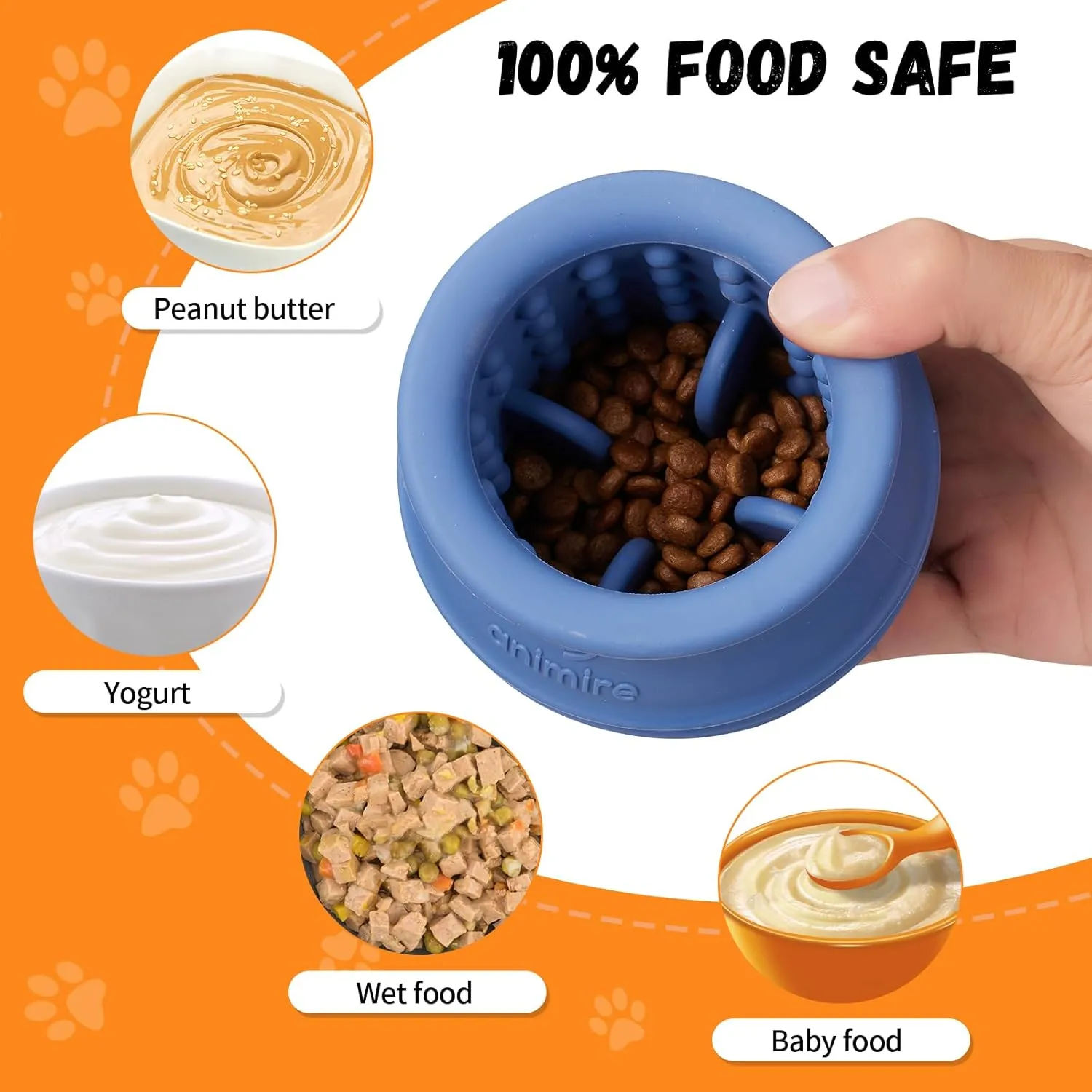 Treat Dispensing Dog Toy, Long-Lasting Interactive Puzzle Toys for Dogs, Stuffable Dog Enrichment Frozen Lick Treat Toy for Boredom, BPA Free Silicone Fetch Catch Chew Toy (Dark Blue,M)