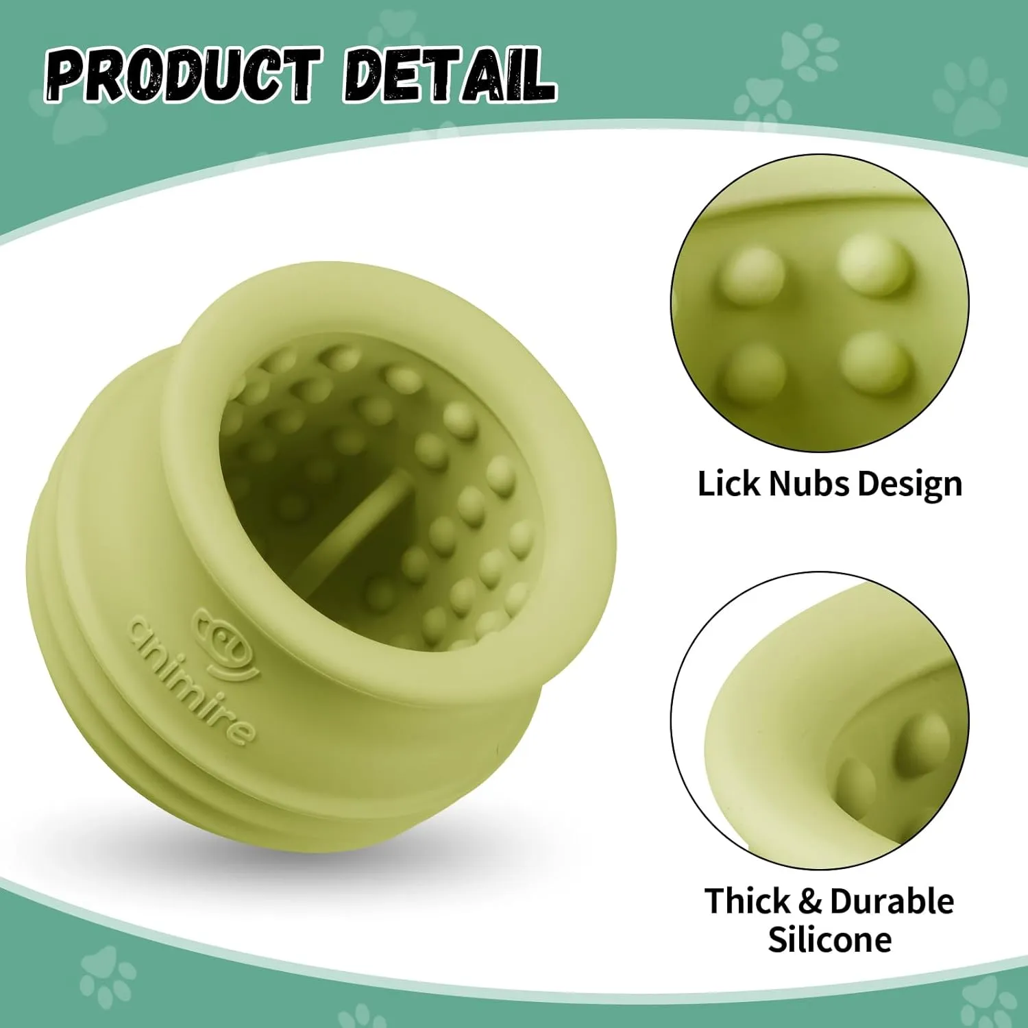 Treat Dispensing Dog Toy, Long-Lasting Interactive Puzzle Toys for Dogs, Stuffable Dog Enrichment Frozen Lick Treat Toy for Boredom, BPA Free Silicone Fetch Catch Chew Toy (Green,M)