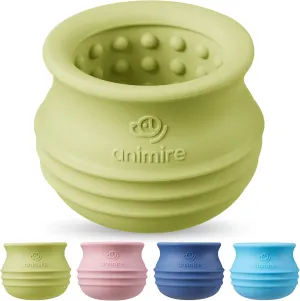 Treat Dispensing Dog Toy, Long-Lasting Interactive Puzzle Toys for Dogs, Stuffable Dog Enrichment Frozen Lick Treat Toy for Boredom, BPA Free Silicone Fetch Catch Chew Toy (Green,M)