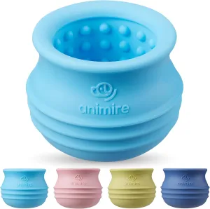 Treat Dispensing Dog Toy, Long-Lasting Interactive Puzzle Toys for Dogs, Stuffable Dog Enrichment Frozen Lick Treat Toy for Boredom, BPA Free Silicone Fetch Catch Chew Toy (Light Blue,M)