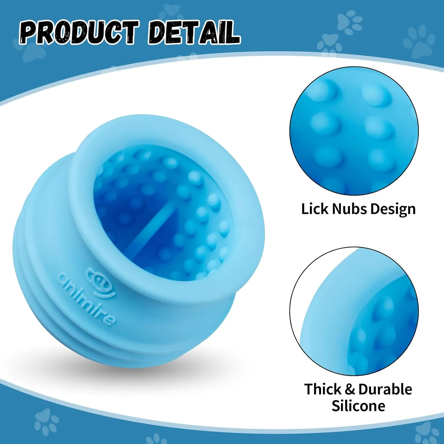 Treat Dispensing Dog Toy, Long-Lasting Interactive Puzzle Toys for Dogs, Stuffable Dog Enrichment Frozen Lick Treat Toy for Boredom, BPA Free Silicone Fetch Catch Chew Toy (Light Blue,M)
