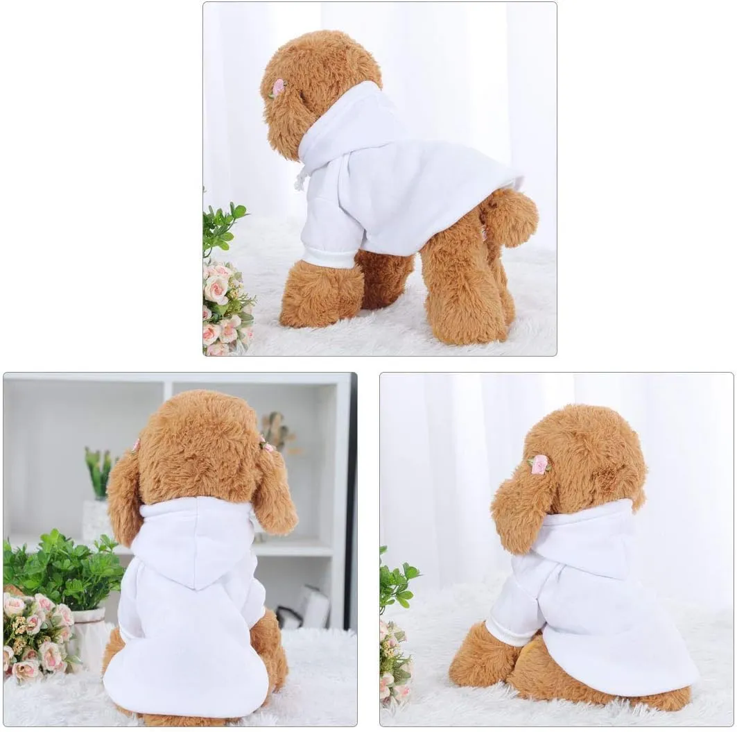 uxcell Pet Dog Hooded Hoody Sweatshirt Clothes Cotton Apparel Puppy Cat Winter/Spring/Fall Costume Outfits Fleece Warm Coat White XL