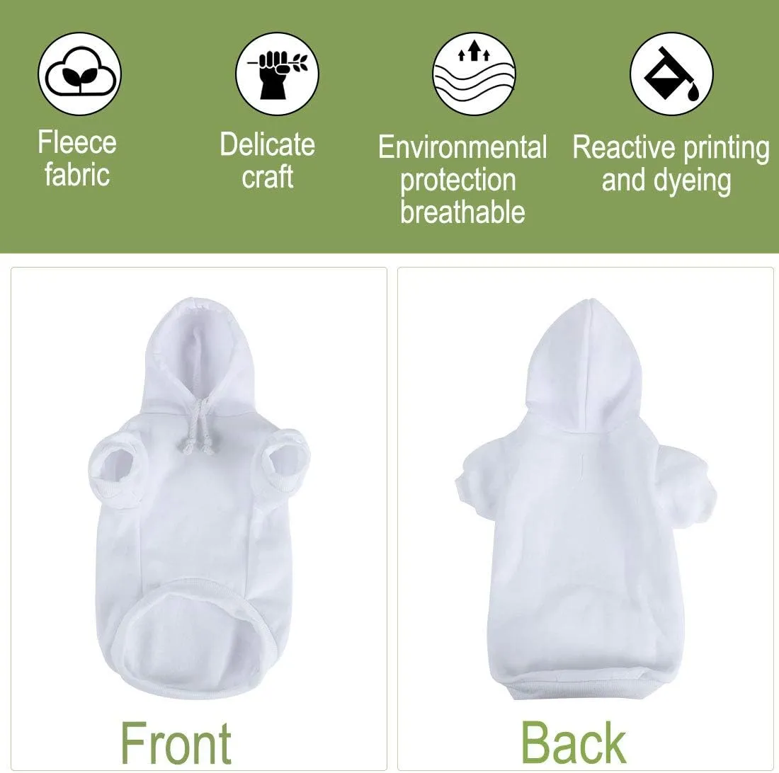 uxcell Pet Dog Hooded Hoody Sweatshirt Clothes Cotton Apparel Puppy Cat Winter/Spring/Fall Costume Outfits Fleece Warm Coat White XL