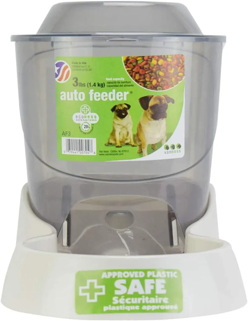 Van Ness Pets Small Gravity Auto Feeder for Cats/Dogs, 3 Pound Capacity GRAY