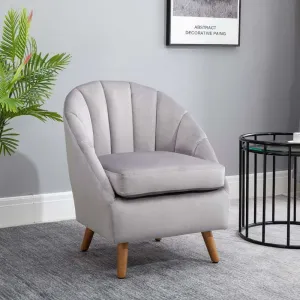Velvet Fabric Single Sofa Dining Chair Solid Wood Leg For Home Upholstered