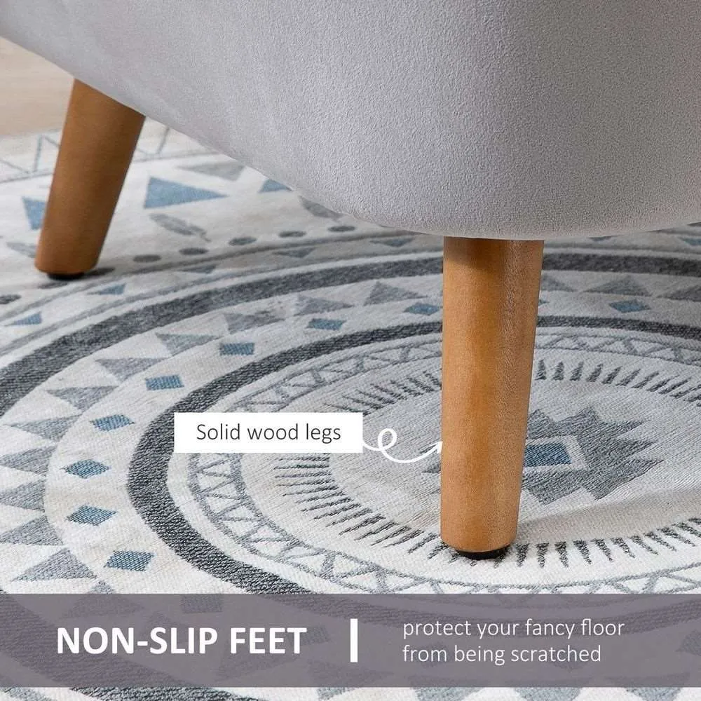 Velvet Fabric Single Sofa Dining Chair Solid Wood Leg For Home Upholstered
