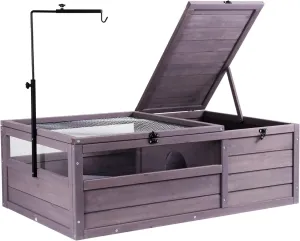 VEVOR Tortoise Habitat, Cedar Wooden Tortoise House Indoor & Outdoor, Tortoise Enclosure with Adjustable Lamp Holder, 2-Room Reptile Enclosure Small Animal Cage for Gecko, Lizard, Snake 38x24x13 inch